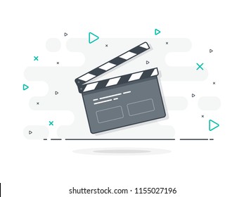 Film Clapper Board Icon Concept. Film Making Device, Video Movie Clapper Equipment. Trendy Flat Vector On White Background. Vector Illustration.