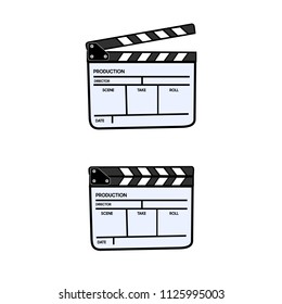 Film clapper board icon on white background. Vector illustration