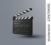 Film clapper board. Movie clapper isolated on trasparent background. Cinema production or media industry concept. Vector 3d illustration. Realistic filmmaking equipment