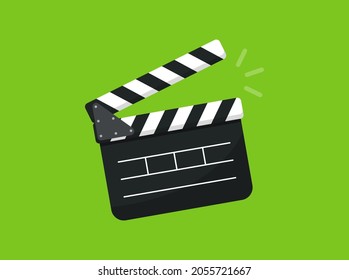 Film clapper board. Opened movie clap board for cinematography and film production. Movie clapper front view. Vector