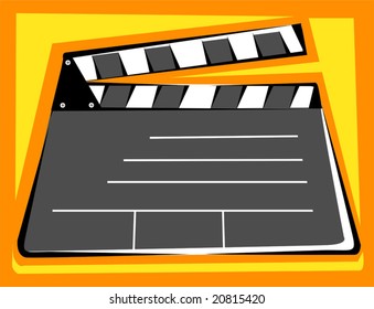 film clapper board in orange background	