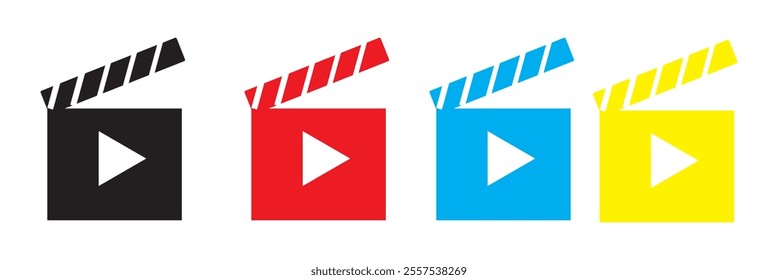Film clapper board Symbol Illustration Vector for cinema, entertainment, web site and mobile application. Trendy flat outline ui sign design. 