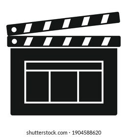 Film clapper icon. Simple illustration of film clapper vector icon for web design isolated on white background