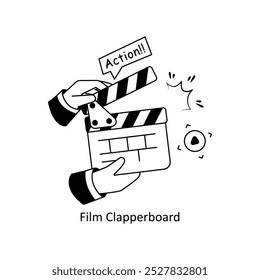 Ilustración de estilo de conceptos de Film Clapperboard. Archivo EPS 10