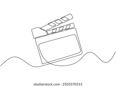 Film Clapperboard Continuous Line Drawing. Minimalist Art for Movie Production Concept