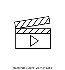 Film clapperboard icon linear logo isolated