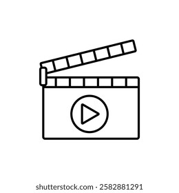 Film clapperboard icon logo sign set vector outline