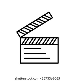 Film clapperboard icon Outline thin set