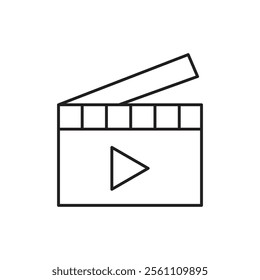 Film clapperboard icon Outline vector line symbol