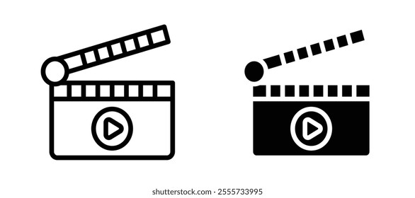 Film clapperboard icon symbol collection on white background.