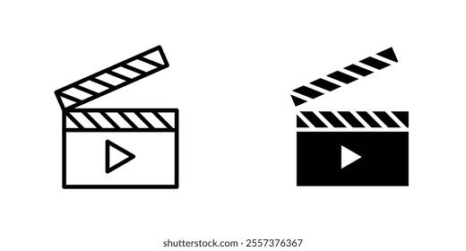 Film clapperboard Icon vector. liner and flat style icons set.