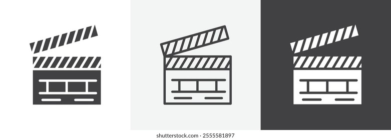 Film clapperboard icon vector set for ui designs