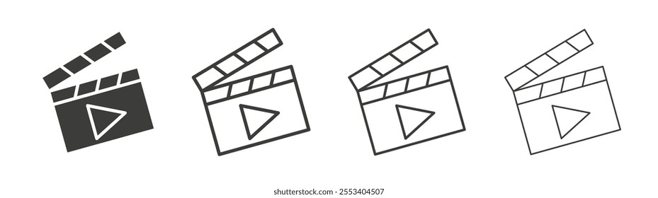 Film clapperboard icons collection. vector set in black color