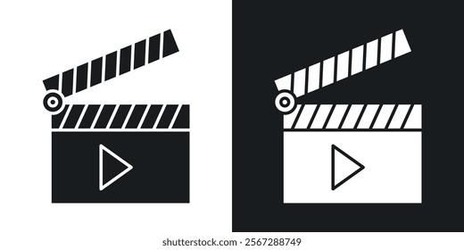 Film clapperboard icons in solid black and white colors