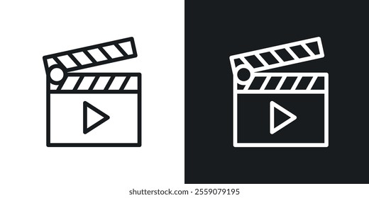 Film clapperboard icons. vector set in black colors