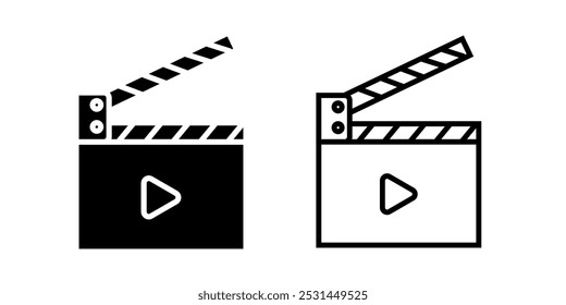 Filme clapperboard ícone conjunto isolado no fundo branco