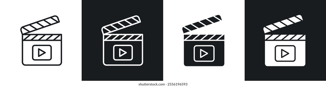 Film clapperboard linear icon set for app, and web design.