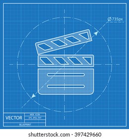 film clapperboard vector blueprint icon 