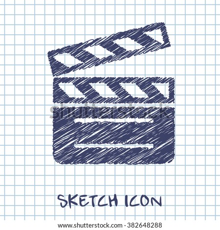 film clapperboard vector doodle icon. Sketch illustration 