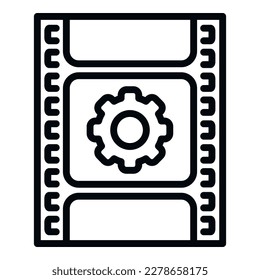 Film clip icon outline vector. Video montage. Edit audio