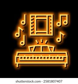 film composer video production neon light sign vector. film composer video production illustration