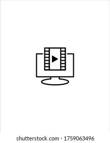 película con icono de computadora,icono de mejor línea vector.