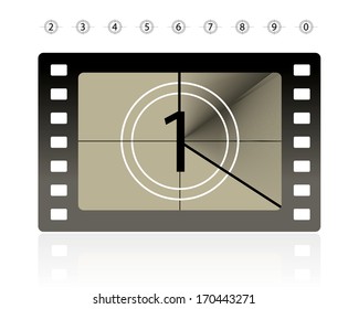 Film countdown from 1 to 9 set. Vector.