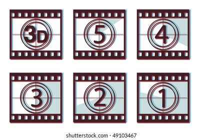 Film countdown with 3d effect