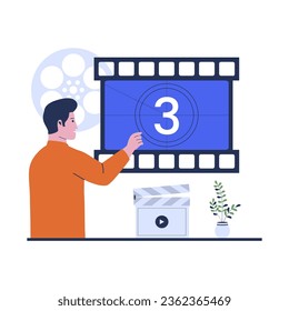 Film countdown illustration vector concept. waiting for the movie countdown