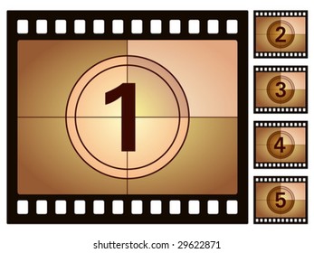 film countdown isolated on a white background. Vector illustration.