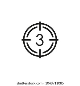Film countdown line icon. Target, three, focus. Cinema concept. Can be used for topics like movie, cinema, video.