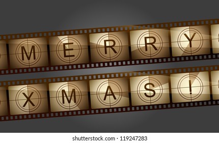 Film countdown merry xmas !. EPS 10, each frame is an individual group