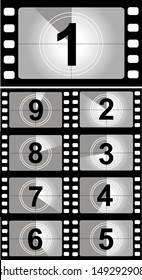 Film countdown numbers. Vector Illustration