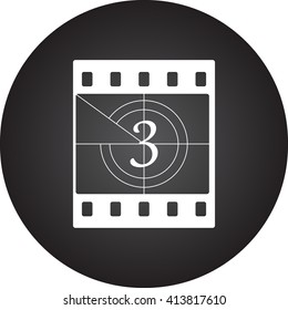 Film countdown on three sign simple icon on  background