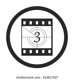 Film countdown on three sign simple icon on  background