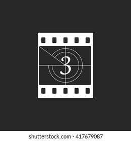 Film countdown on three sign simple icon on  background