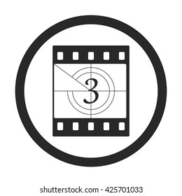 Film countdown on three sign simple icon on  background