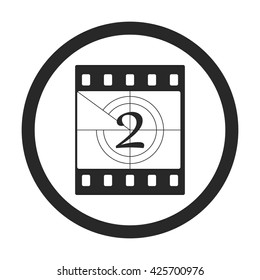 Film countdown on two sign simple icon on  background
