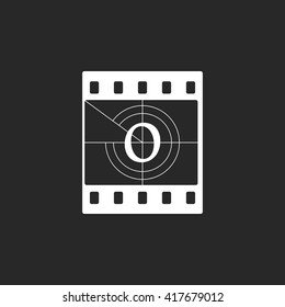 Film countdown on zero sign simple icon on  background