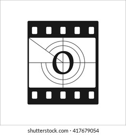 Film countdown on zero sign simple icon on  background