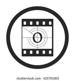 Film countdown on zero sign simple icon on  background