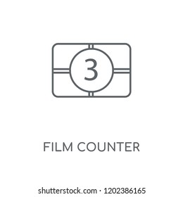 Film counter linear icon. Film counter concept stroke symbol design. Thin graphic elements vector illustration, outline pattern on a white background, eps 10.