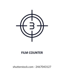 film counter outline icon.  Thin line icon from cinema collection. Editable vector isolated on white background