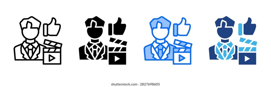 Film Critique icon set multiple style collection