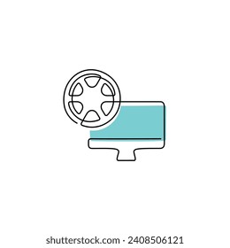 Film digitisation continuous line vector icon