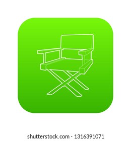 Film director chair icon green vector isolated on white background