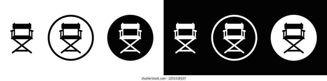 Film director chair icon vector. Director chair or director's seat icon symbol in the circle for apps and websites, vector illustration