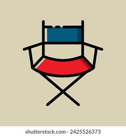 Film director chair line coloured vector illustration. Cinema icon.