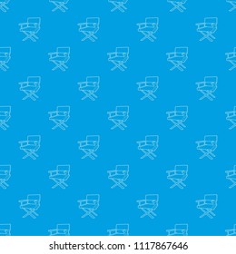 Film director chair pattern vector seamless blue repeat for any use