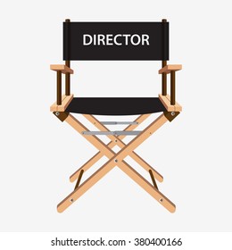 Film director chair. Wooden movie director chair. Vector  illustration isolated on white background.